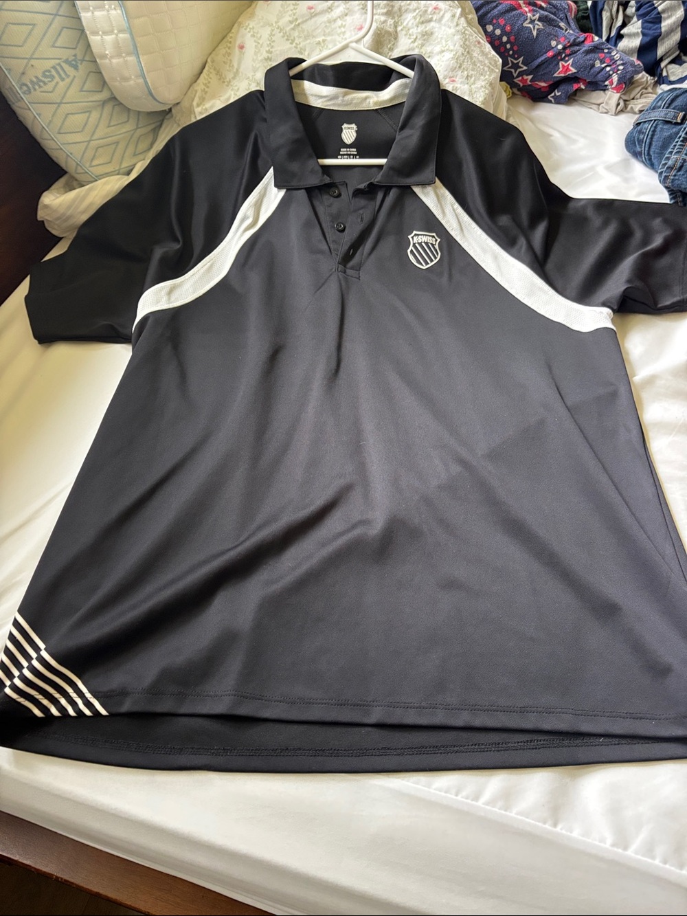 K-Swiss Black Polo with White Accents